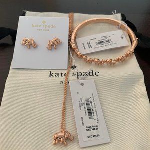 Kate Spade Rose Gold Elephant Jewelry Set